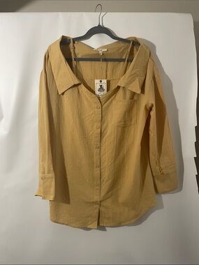 easel Mustard Button-Down Shirt with Chest Pocket
